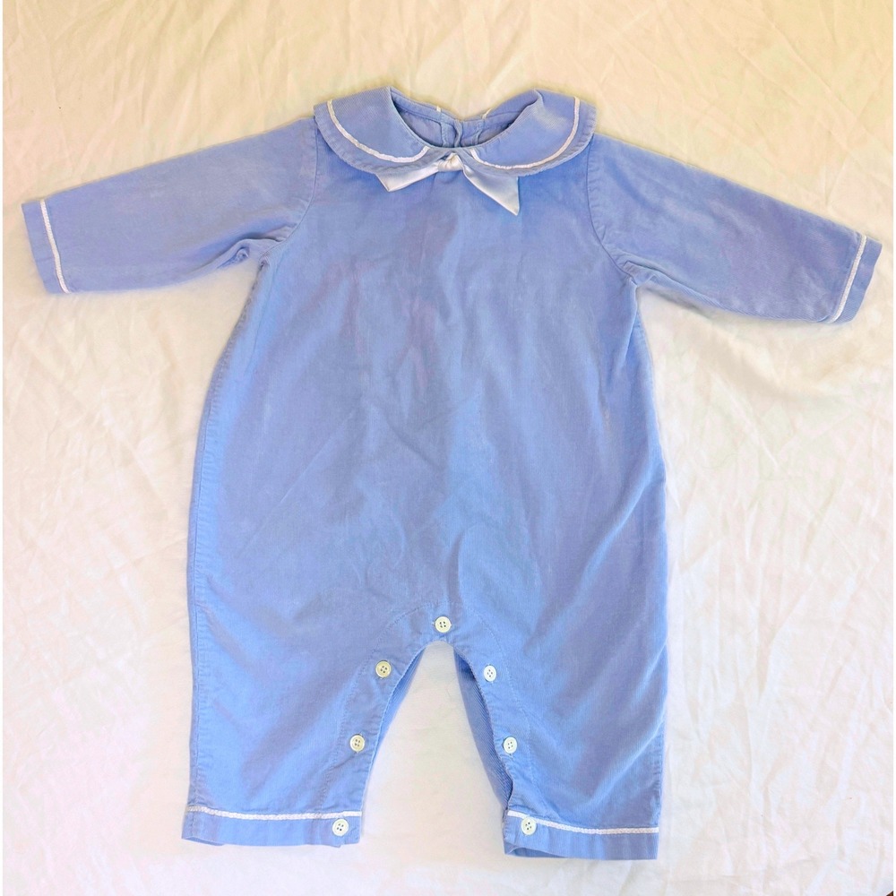 Vintage Beth Terrell by Johnston Light Blue Fine Corduroy Coveall/One-Piece